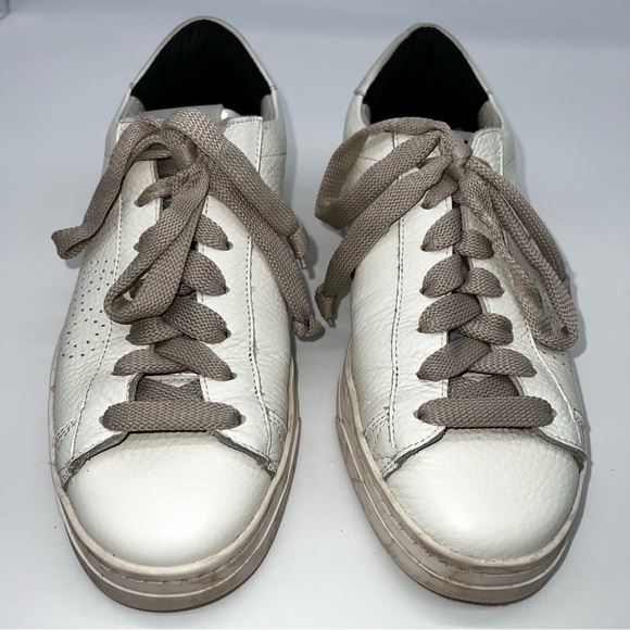 P448 White Leather Sneakers with Beige Accents - Picture 5 of 13